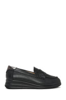 Kadın Siyah Dolgu Topuklu Deri Comfort Loafer | Derimod