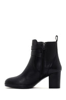 Women's Black Zippered Thick Heel Leather Casual Boots | Derimod