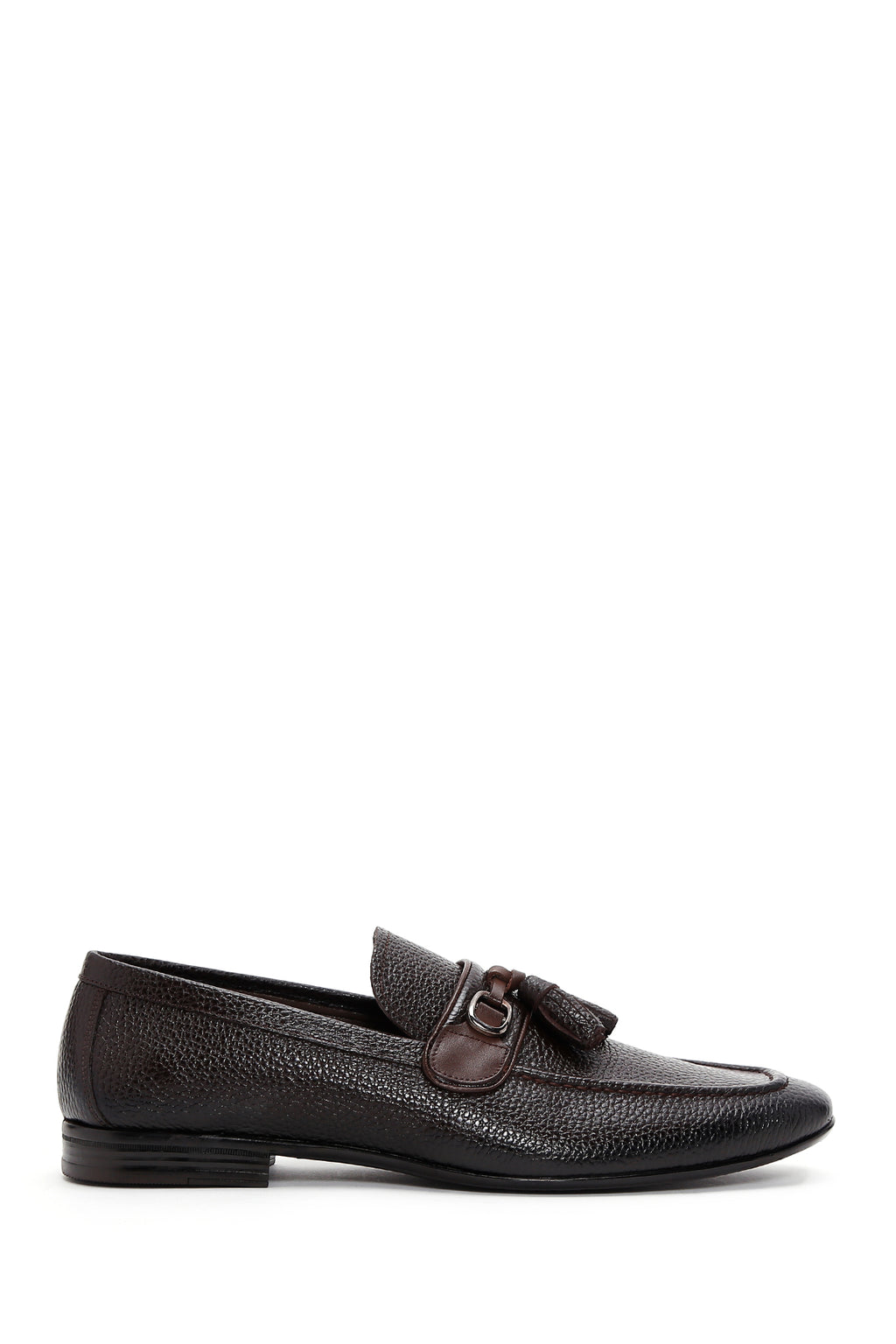 Erkek Kahve Deri Püsküllü Klasik Loafer