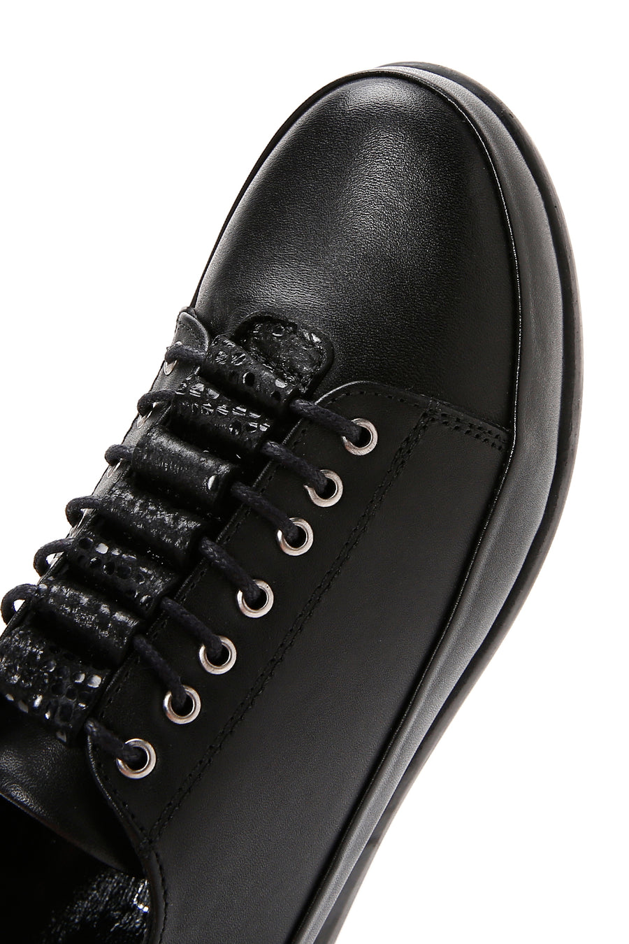 Women's Black Leather Comfort Casual Shoes