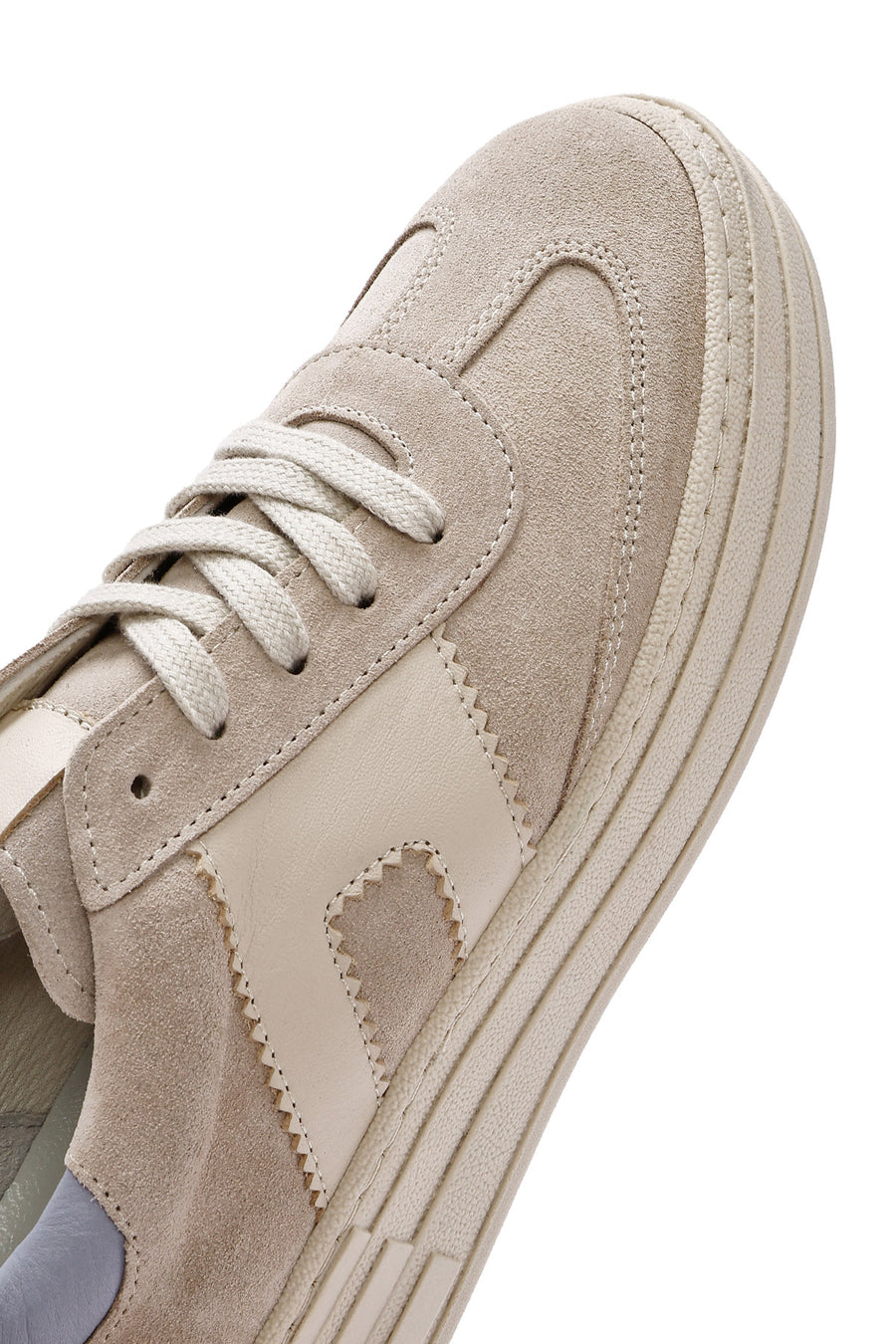 Kadın Bej Bağcıklı Süet Deri Sneaker