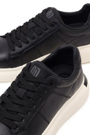 Erkek Siyah Bağcıklı Kalın Tabanlı Deri Sneaker | Derimod