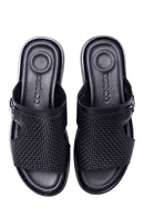 Men's Leather Printed Slippers | Derimod