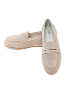 Women's Beige Suede Leather Loafer | Derimod