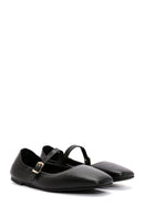 Women's Black Banded Leather Ballerinas | Derimod