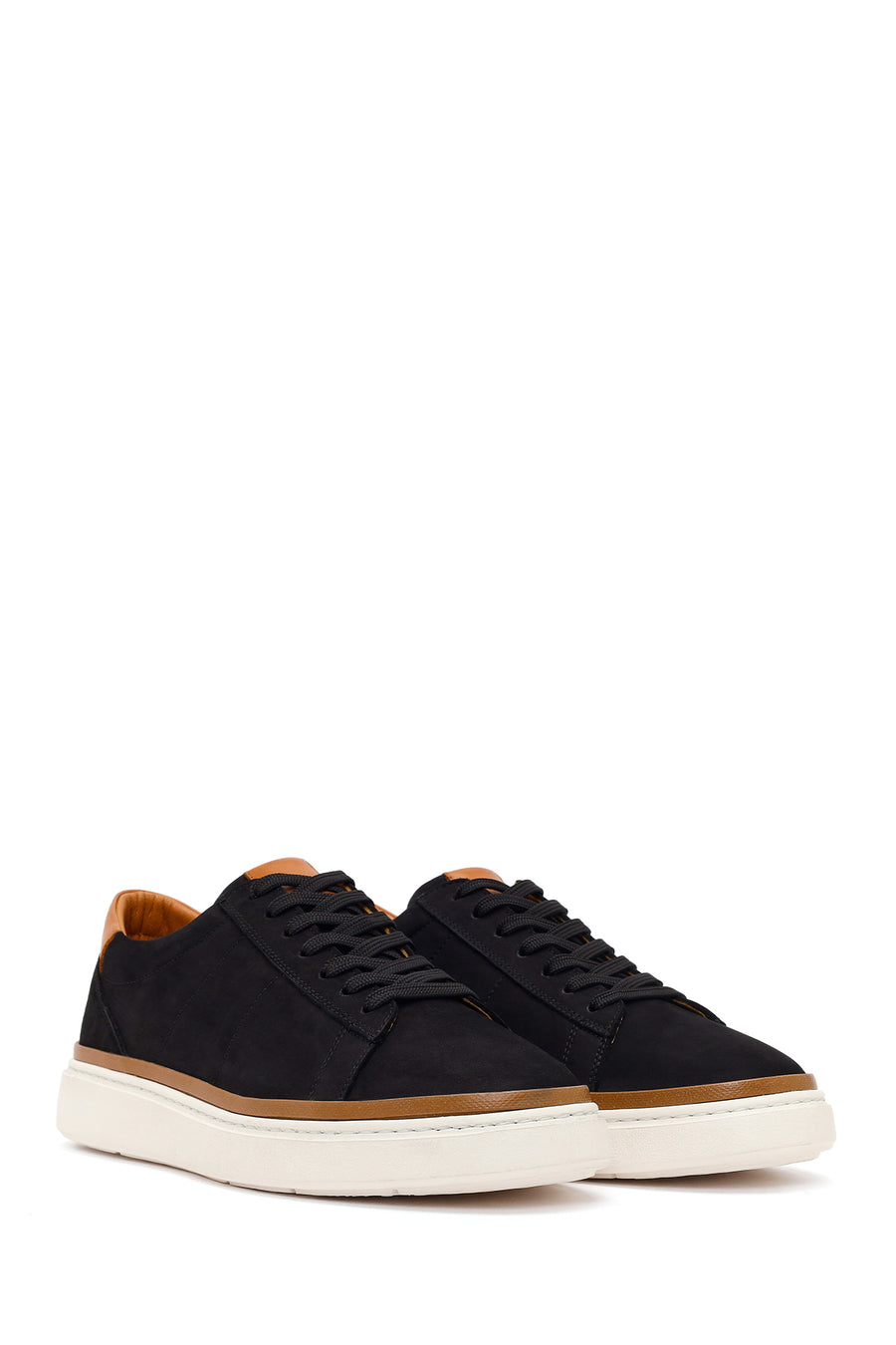 Male Black Lace-Up Nubuck Leather Sneaker
