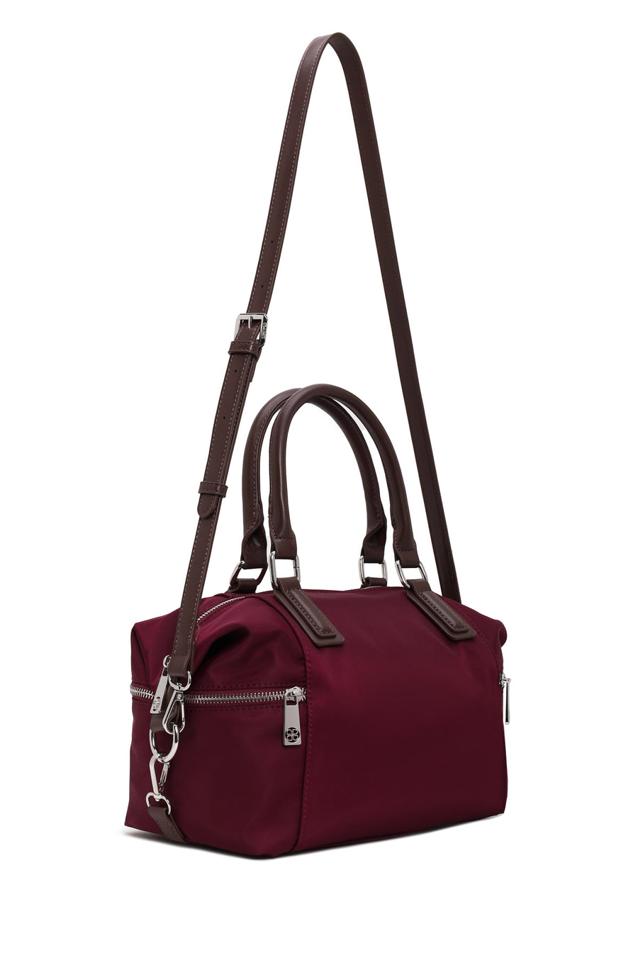 Woman Burgundy Long-Strap Fabric Shoulder Bag