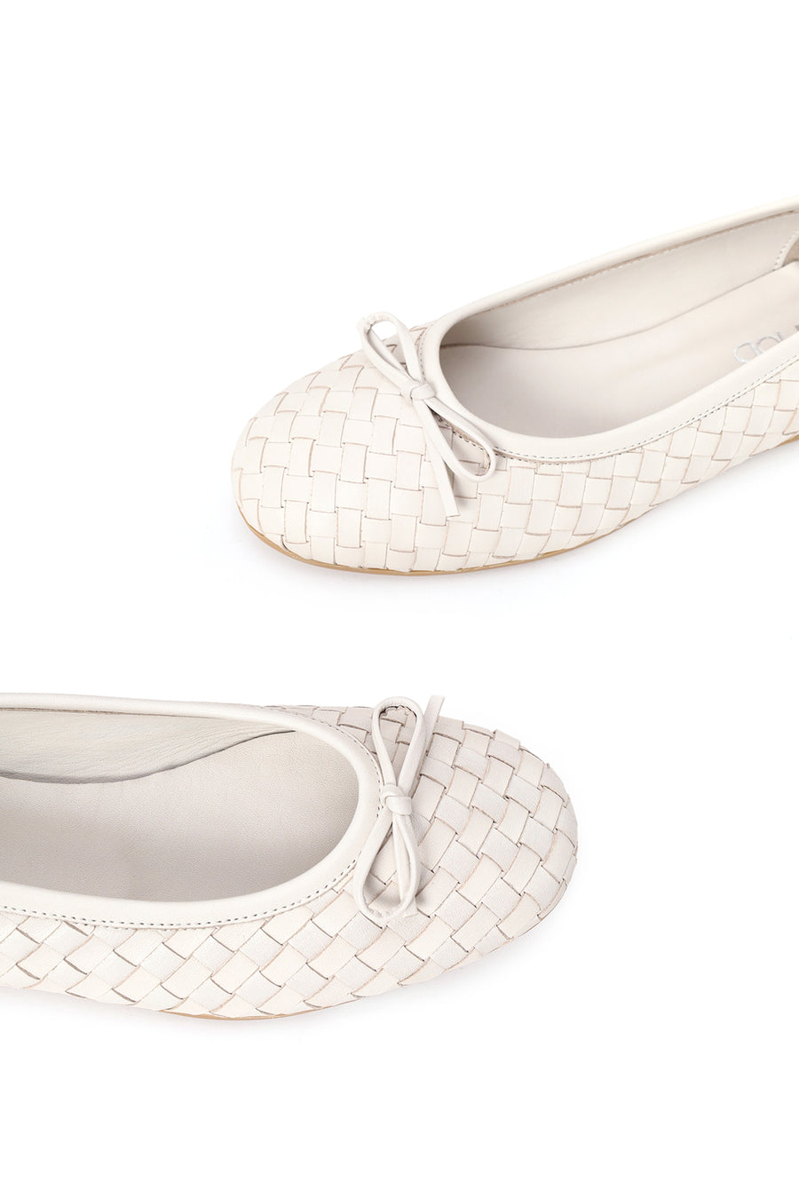 Woman White Braided Leather Ballet Flat