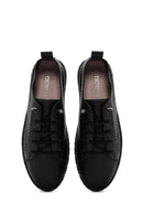Woman Black Lace-up Patterned Leather Comfort Shoes | Derimod