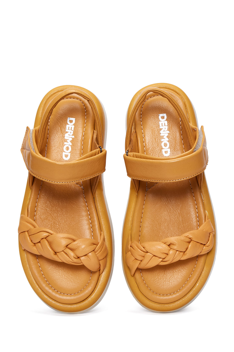 Kadın Sarı Deri Comfort Sandalet