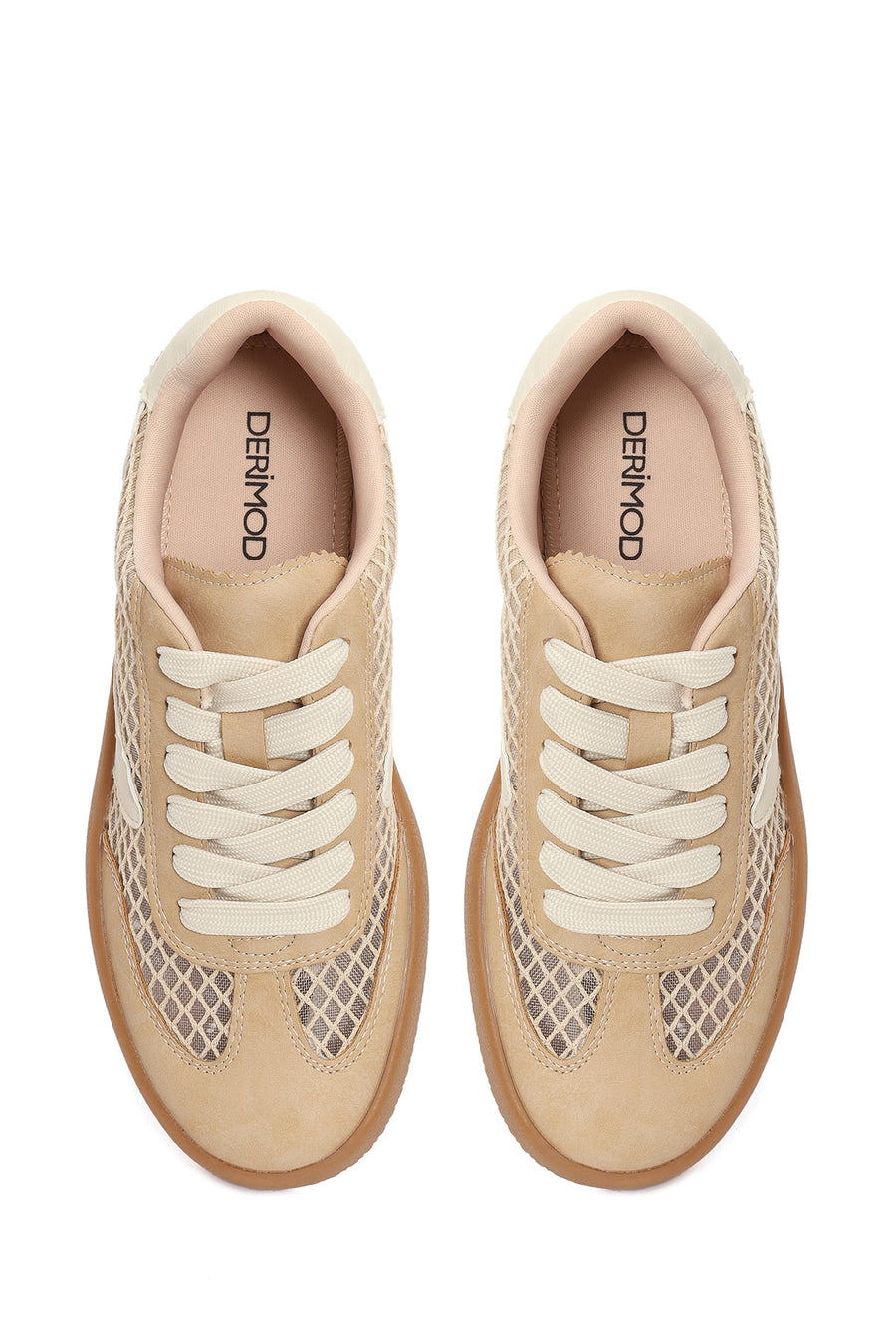 Kadın Vizon Bağcıklı Kumaş Sneaker