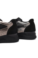 Kadın Siyah Bağcıklı Dolgu Topuklu Deri Sneaker | Derimod