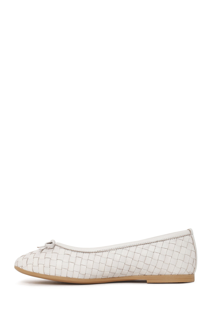 Woman White Braided Leather Ballet Flat