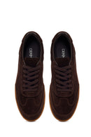Erkek Kahverengi Bağcıklı Süet Deri Sneaker | Derimod
