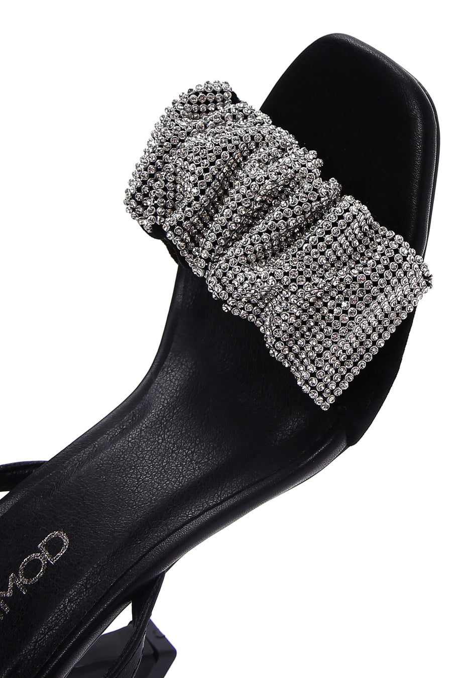 Women's Black Stone Heeled Sandals