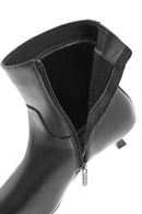Women's Black Zippered Thin Short Heeled Leather Boots | Derimod