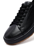 Erkek Siyah Bağcıklı Deri Sneaker | Derimod