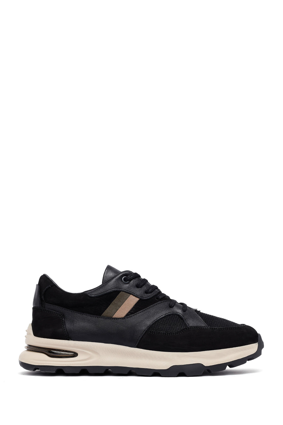 Erkek Siyah Bağcıklı Kalın Tabanlı Deri Sneaker 25WFD660414 | Derimod