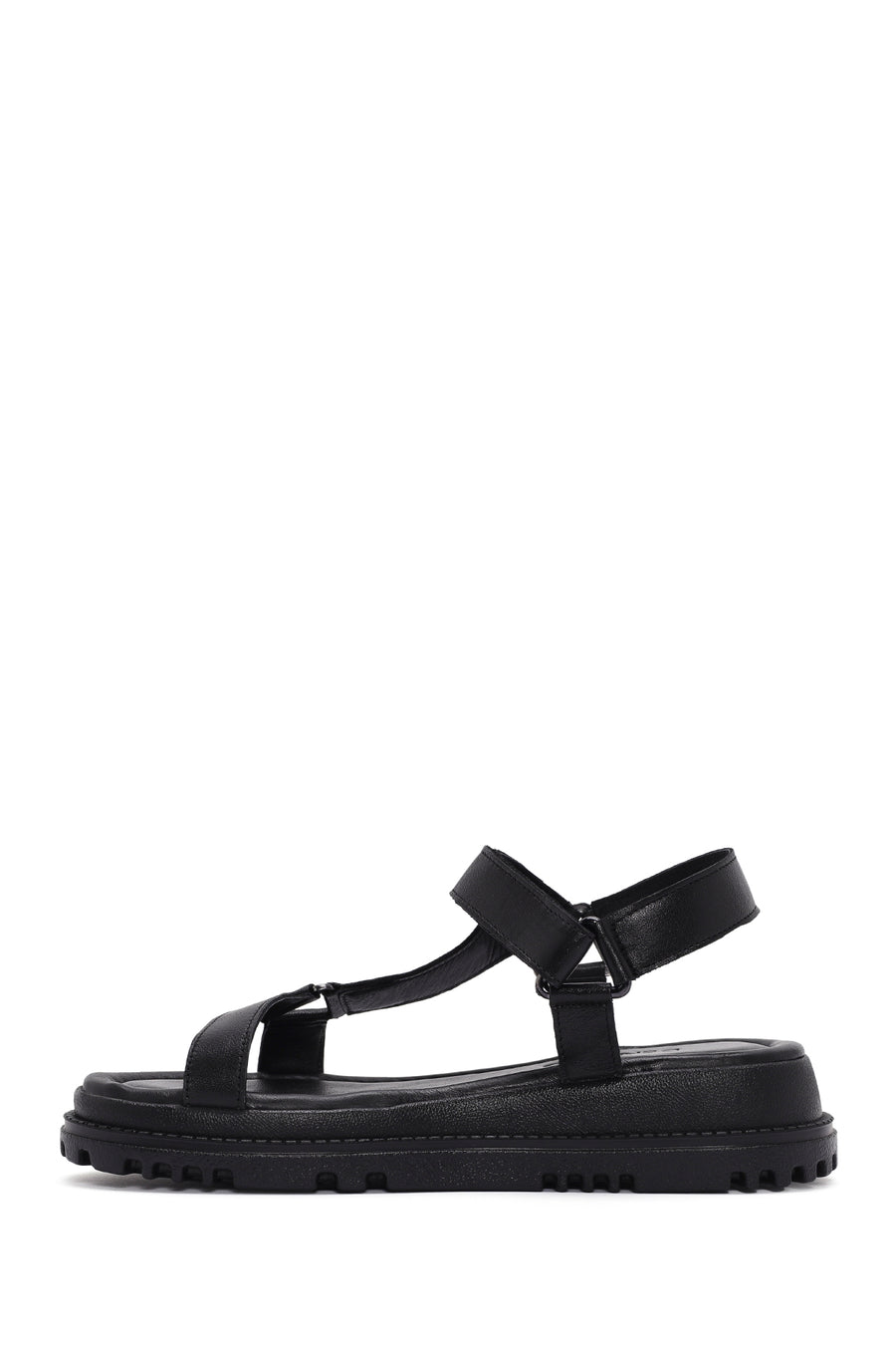 Women's Black Ankle Strap Leather Comfort Sandals