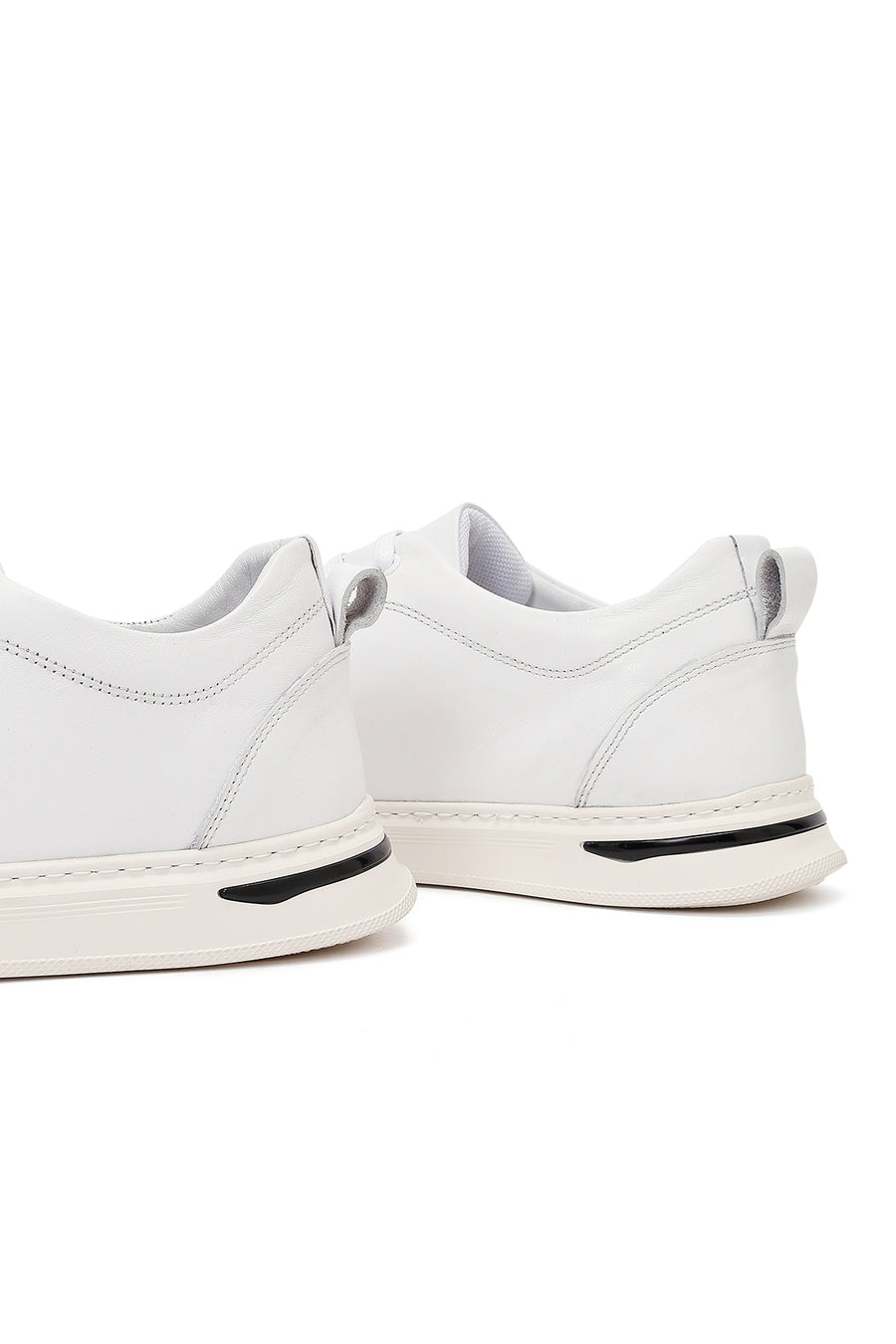 Erkek Beyaz Bağcıklı Deri Sneaker