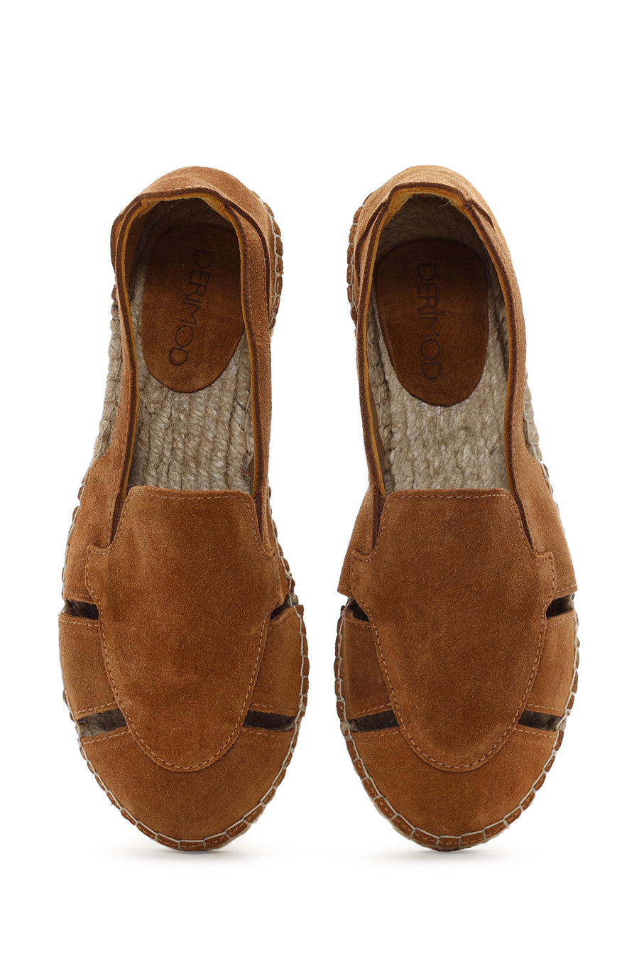 Kadın Taba Süet Deri Espadril Sandalet