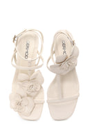 Woman Cream Ankle-Strap Buckled Thin High-Heeled Sandal | Derimod