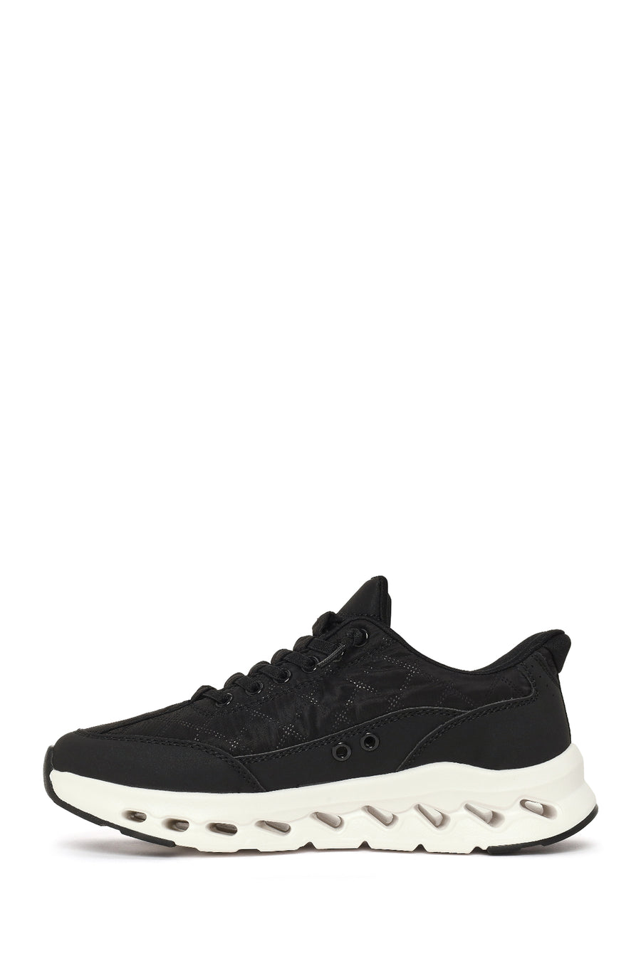 Woman Black Lace-Up Thick-Soled Sneakers