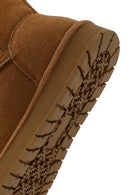 Woman Camel Suede Leather Teddy Boot | Derimod