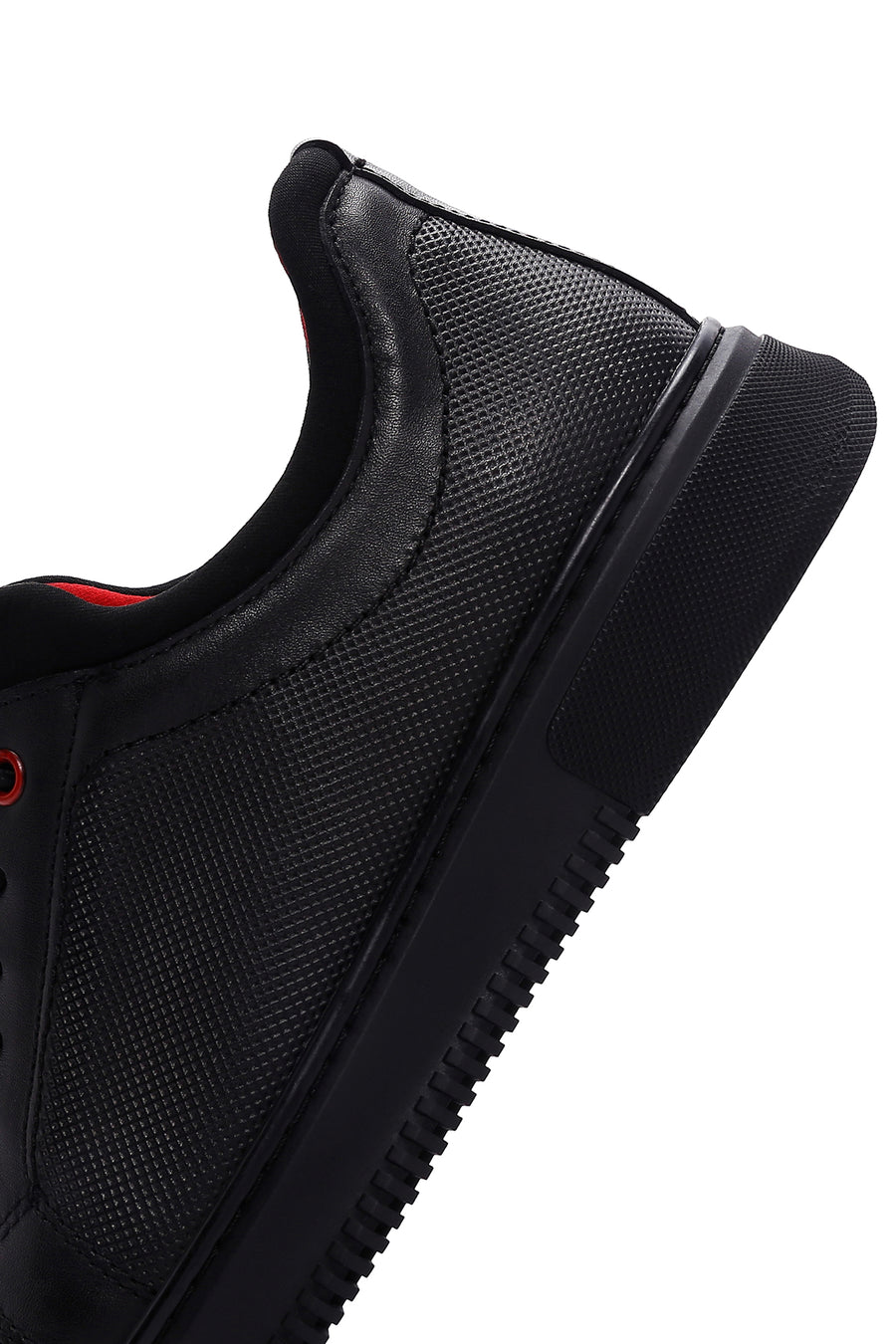 Erkek Siyah Bağcıklı Deri Sneaker