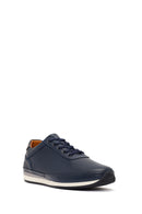 Erkek Lacivert Bağcıklı Deri Casual Sneaker | Derimod