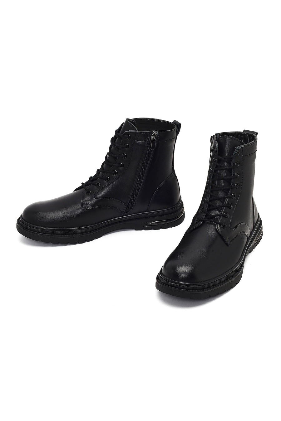 Men's Black Zippered Leather Boot