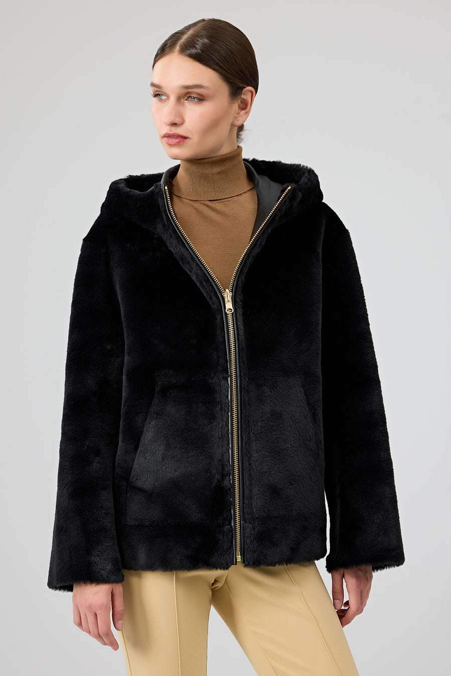 Gardena Kadın Siyah Çift Taraflı Teddy Mont 24WGD5241FF | Derimod