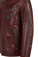 Hamilton Male Burgundy Crest Sports Leather Jacket | Derimod