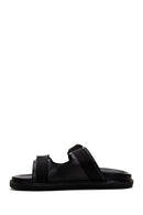 Men's Black Leather Slippers | Derimod