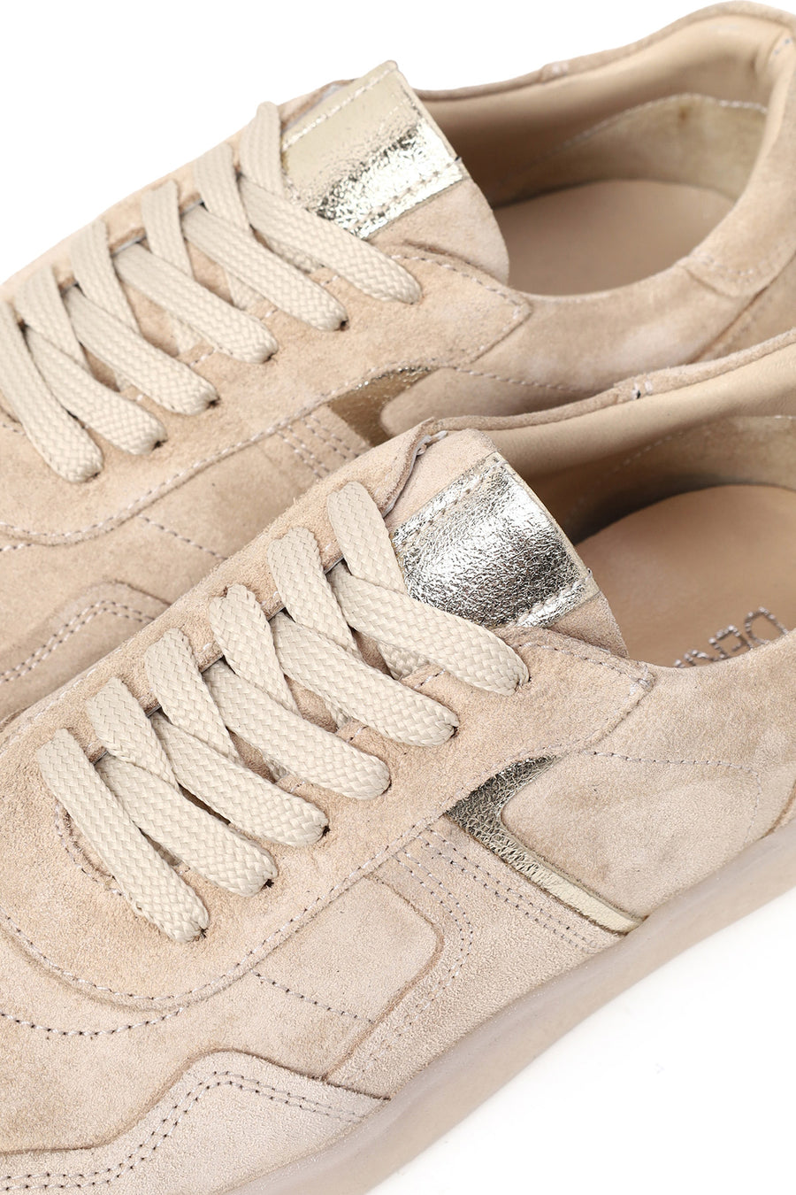 Kadın Bej Bağcıklı Süet Deri Sneaker