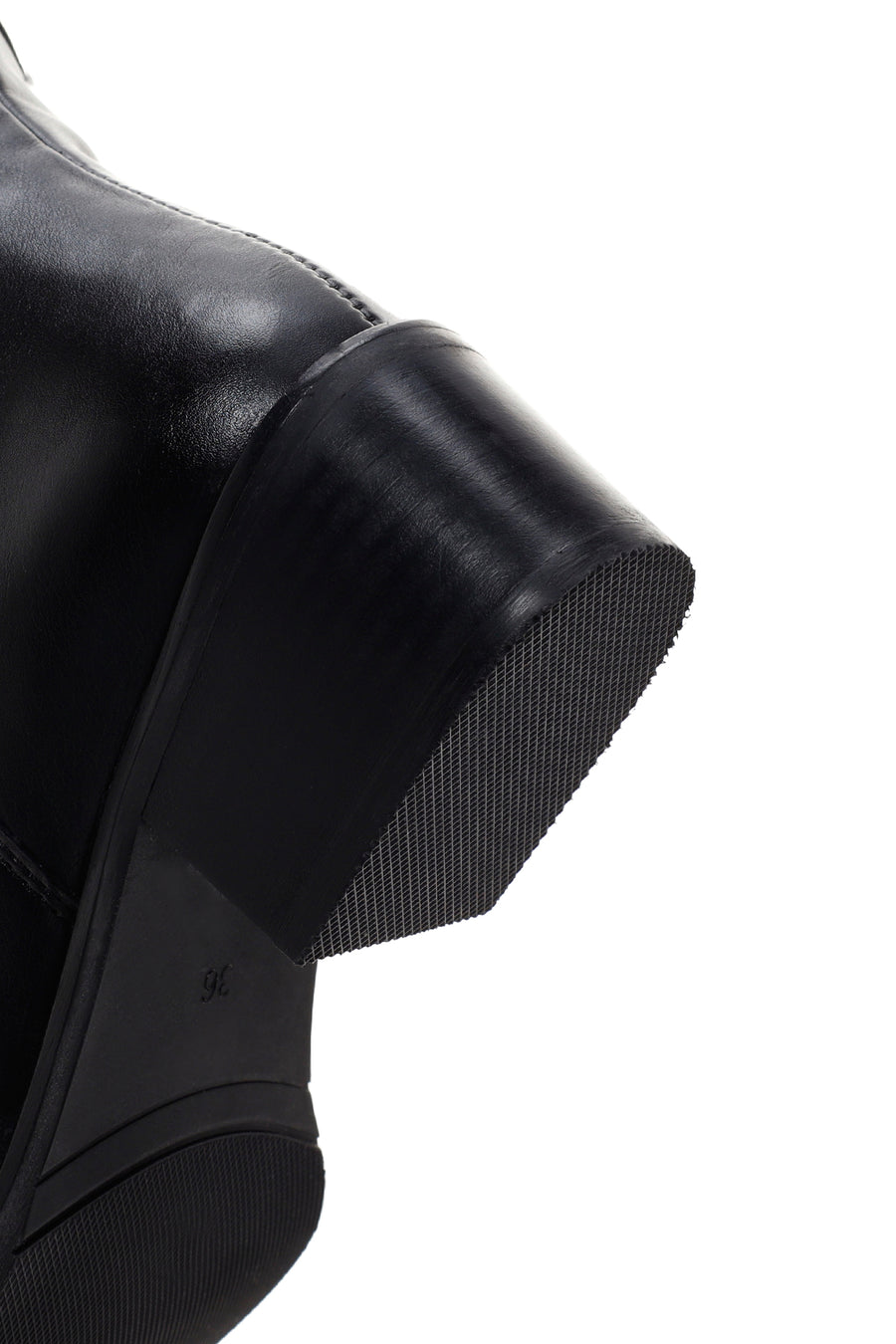 Women's Black Leather Heeled Cowboy Boots