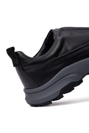 Men's Black Thick Sole Leather Casual Sneakers | Derimod
