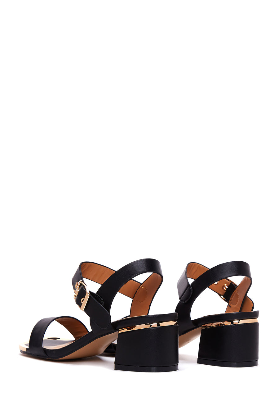 Women's Black Thick Heeled Sandals