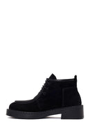 Woman Black Lace-Up Thick-Soled Suede Boots | Derimod