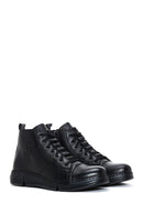 Men's Black Leather Zippered Boots | Derimod