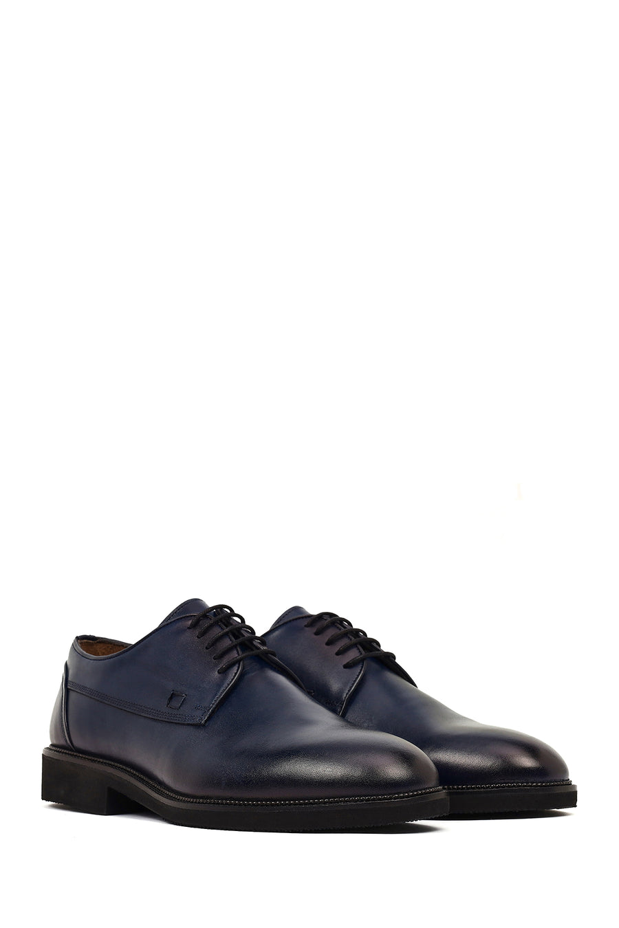 Men's Navy Blue Lace-up Leather Casual Shoes