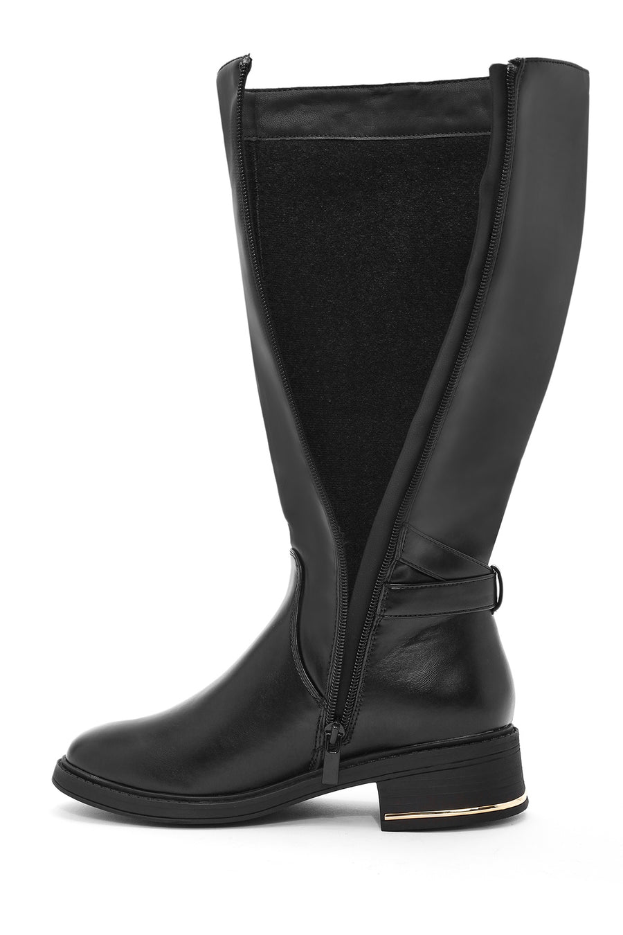Women's Black Zipper Buckle Detail Boots
