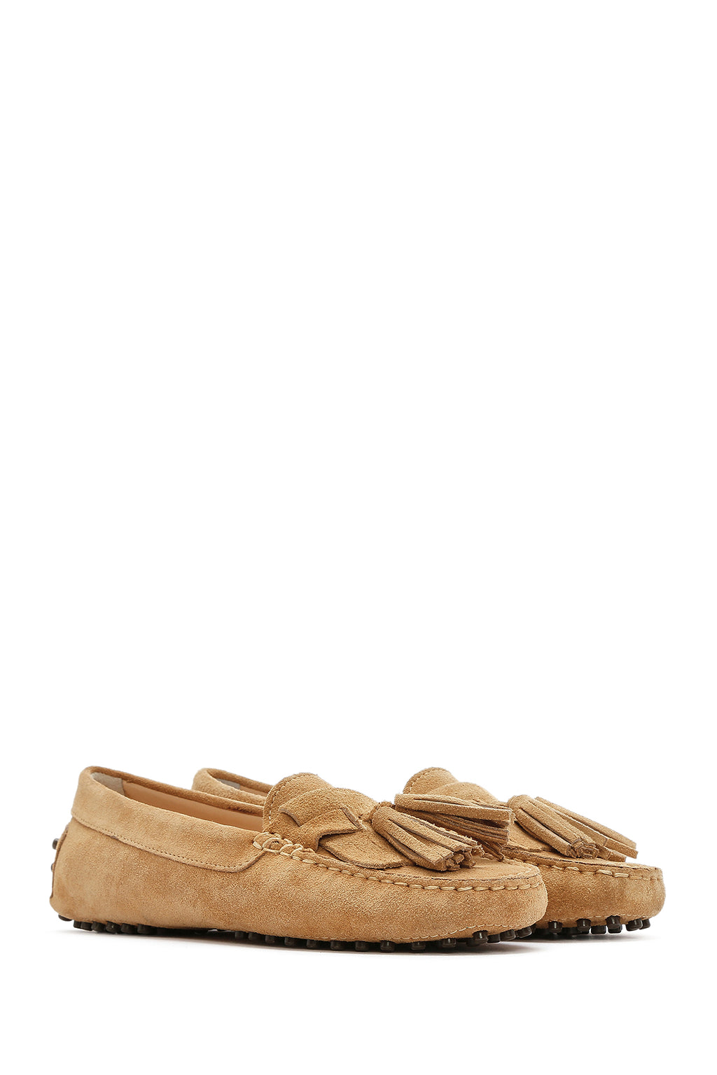 Kadın Camel Püsküllü Süet Deri Loafer