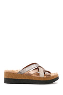 Women's Bronze Thick Soled Comfort Slippers | Derimod