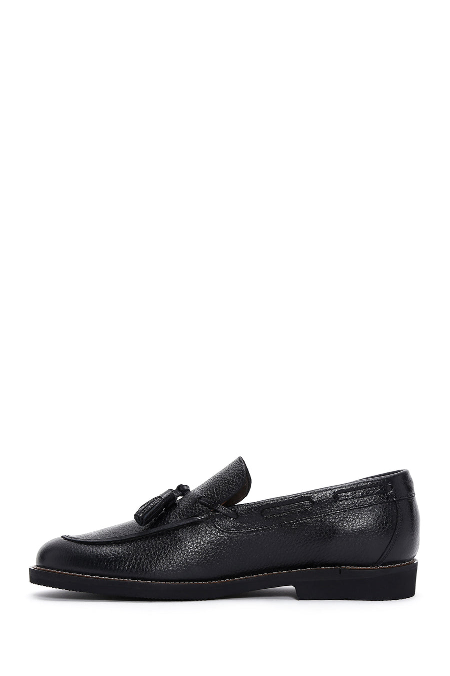 Men's Black Leather Tasseled Casual Loafer