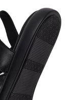 Woman Black Buckled Leather Sandals | Derimod