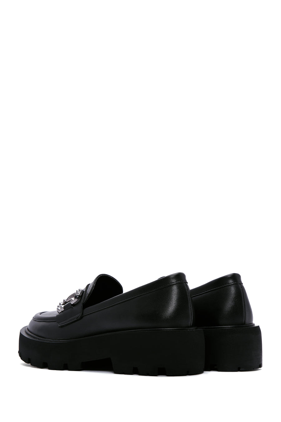 Women's Black Buckle Thick Soled Masculine Loafer