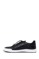 Erkek Siyah Bağcıklı Deri Sneaker | Derimod
