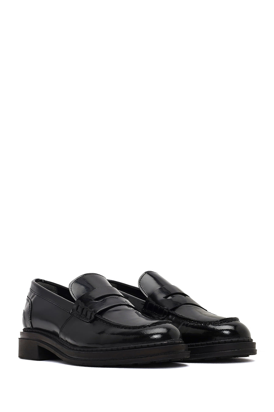 Woman Black Patent Leather Leather Masculine Loafer