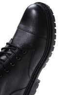 Men's Black Zippered Leather Postal Boots | Derimod